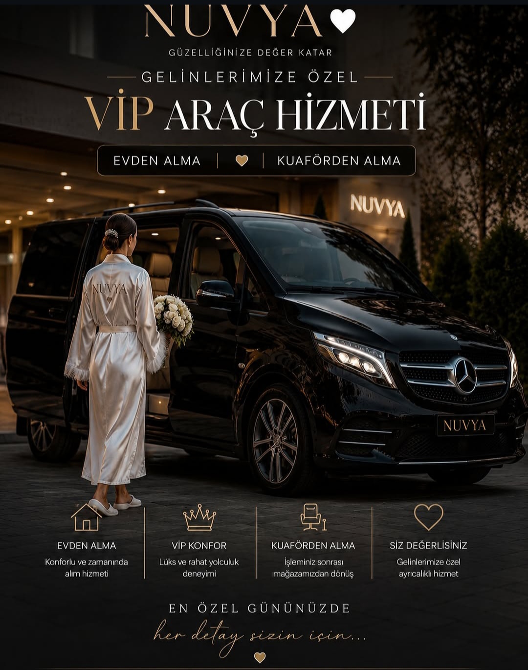 Gelinlere özel VIP araç hizmeti